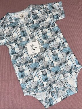 kate quinn Blue & White Floral bodysuit